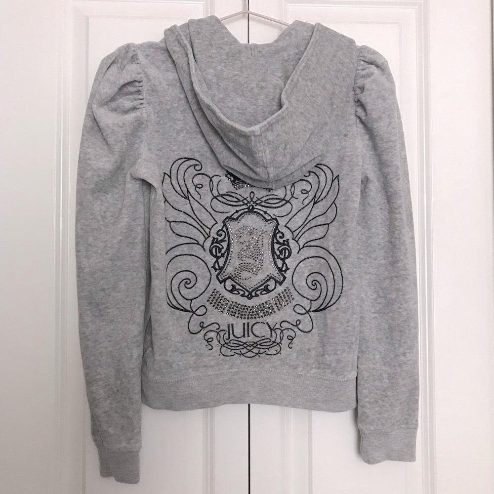 Vintage Juicy Couture Velour Zip-up Hoodie with Crystal Embellished Emblem